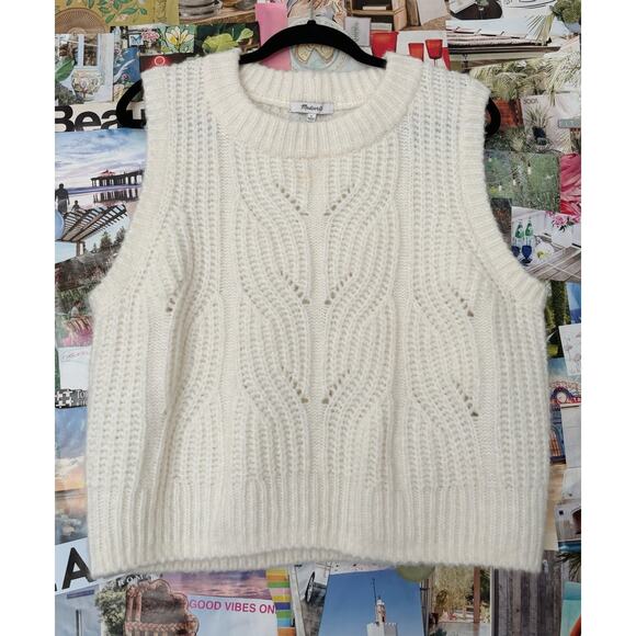 Cream Madewell Pointelle Knowe Sweater Vest L - Picture 2 of 7